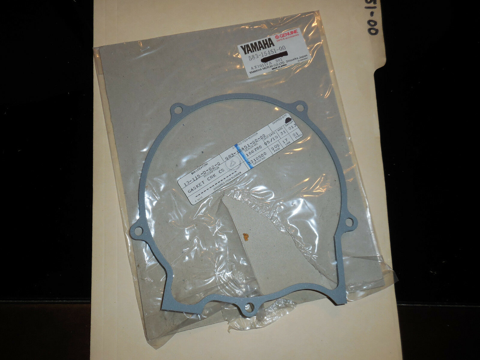 Yamaha , 583-15451-00 , new # 3HT-15451-00-00 GASKET, CRCS COVER , gsk11