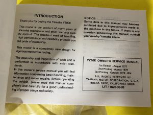 YZ80E , Yamaha  "Owners Service Manual",  LIT-11626-00-88 , NEW