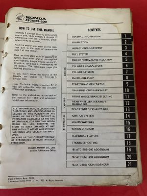 Honda , ATC185, ATC185S, ATC200 , Shop Manual , pre-owned , hman