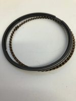 Circular gray ring with a brown toothed belt looped inside, on a white surface (timing belt component).