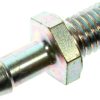 Metal bolt with a hex nut and threaded end, close-up view.
