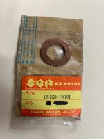 Brown circular gasket with multiple small holes in a clear plastic bag labeled Suzuki Genuine Parts P/N 09160-19001.