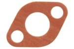Red-brown gasket with one large central hole and two smaller holes, irregular rounded shape.