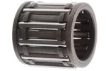 Cylindrical roller bearing with parallel steel rollers in a dark cage