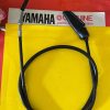 Throttle cable assembly for Yamaha motorcycle, showing black housing, metal fittings, and a grip end on a yellow background