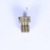 Small brass threaded adapter with two hex spacers on a white background.